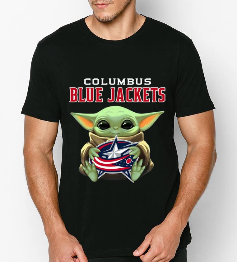 Nice Star Wars Baby Yoda Hug Columbus Blue Jackets NHL shirt 4 - Nice Star Wars Baby Yoda Hug Columbus Blue Jackets NHL shirt