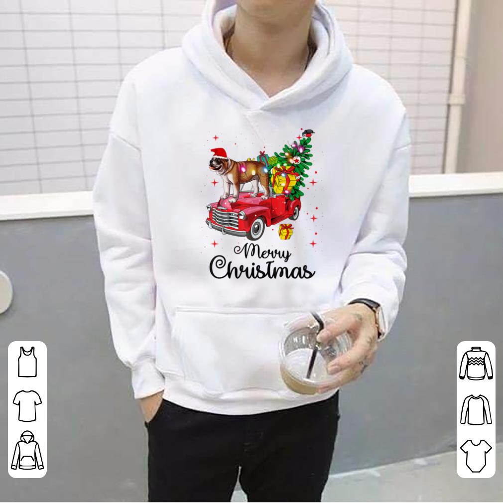 Official English Bulldog Rides Red Truck Christmas Pajama sweater 4 - Official English Bulldog Rides Red Truck Christmas Pajama sweater