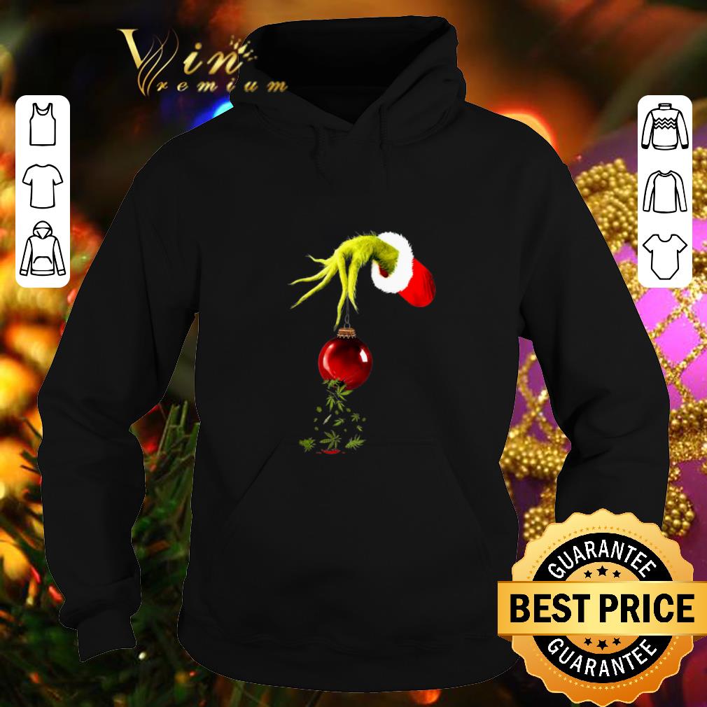 Official Grinch Santa hand holding Cannabis weed shirt 4 - Official Grinch Santa hand holding Cannabis weed shirt