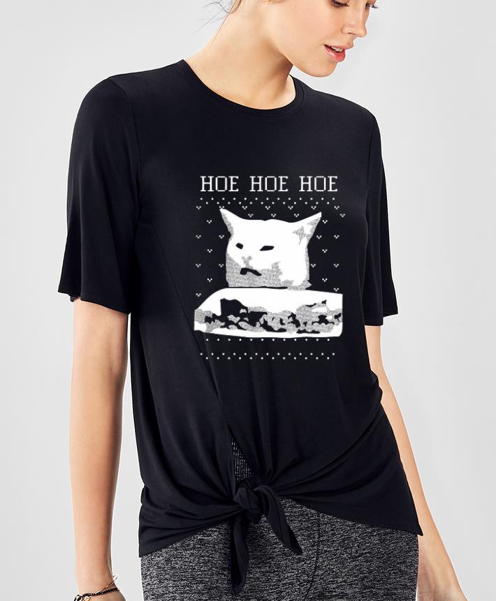 Premium Woman Yelling Cat Hoe hoe hoe ugly christmas shirt 4 - Premium Woman Yelling Cat Hoe hoe hoe ugly christmas shirt