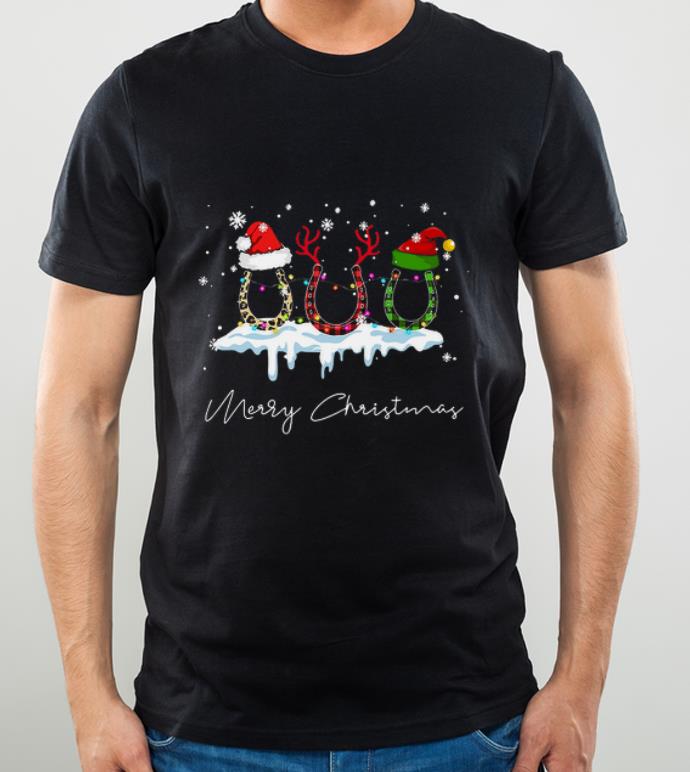 Pretty Horseshoe Merry Christmas Leopard Plaid With Lights shirt 4 - Pretty Horseshoe Merry Christmas Leopard Plaid With Lights shirt