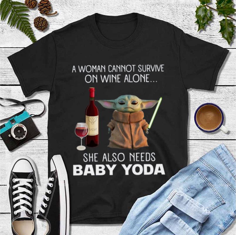 Top A Woman cannot survive on wine alone she also needs baby Yoda shirt 4 - Top A Woman cannot survive on wine alone she also needs baby Yoda shirt