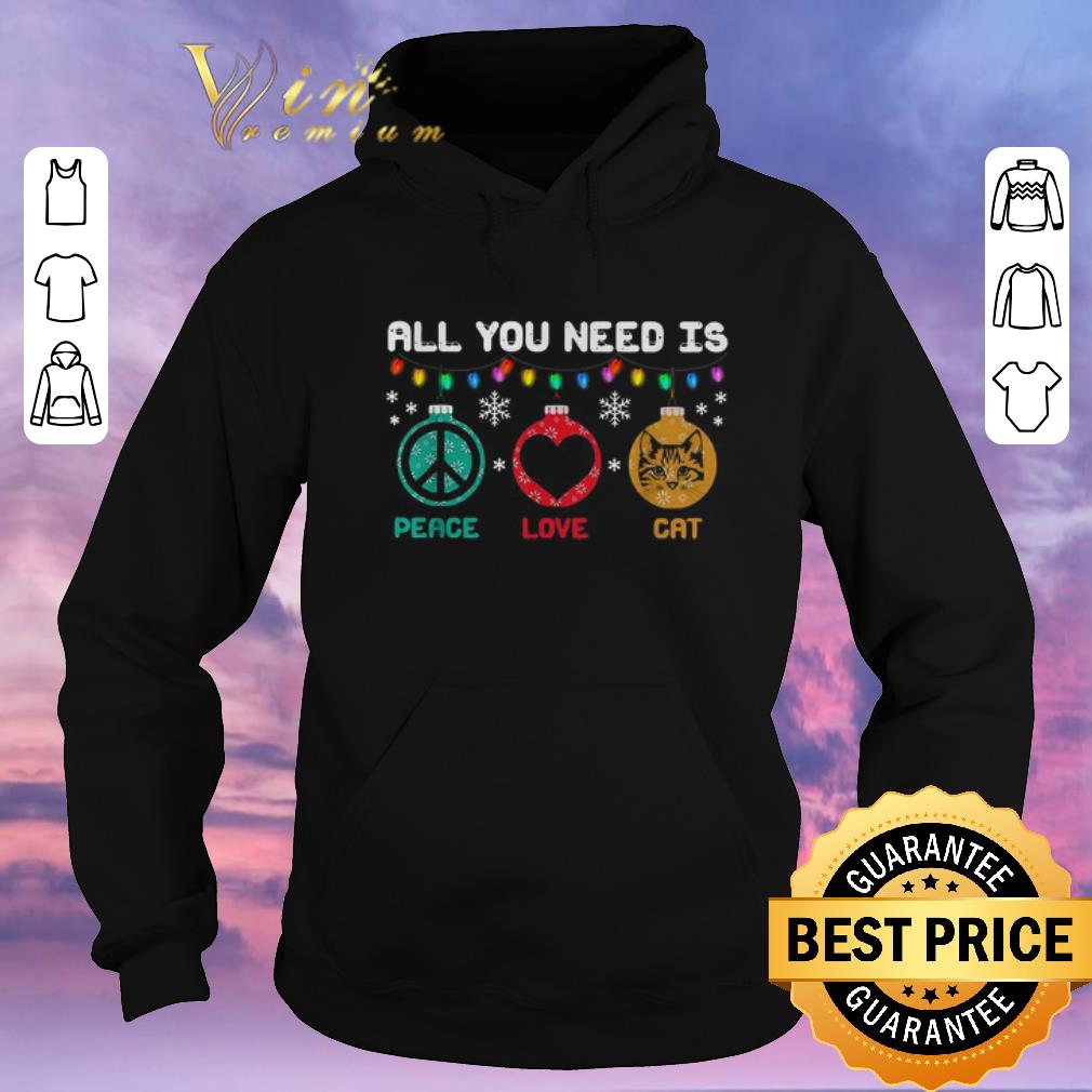 Top Christmas lights All you need is peace sign love cat shirt 4 - Top Christmas lights All you need is peace sign love cat shirt