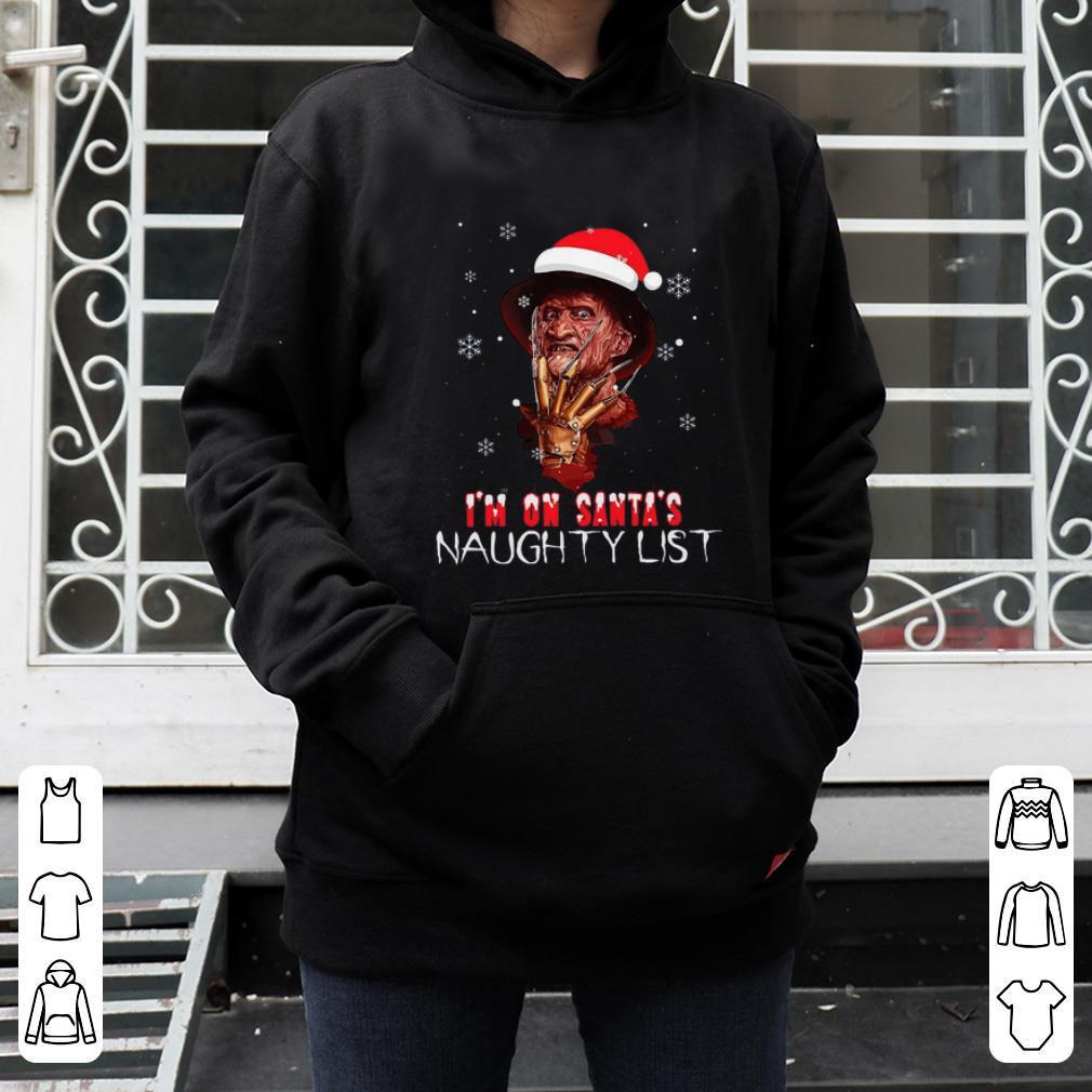 Top Freddy Krueger I m on Santa s naughty list christmas shirt 4 - Top Freddy Krueger I’m on Santa’s naughty list christmas shirt