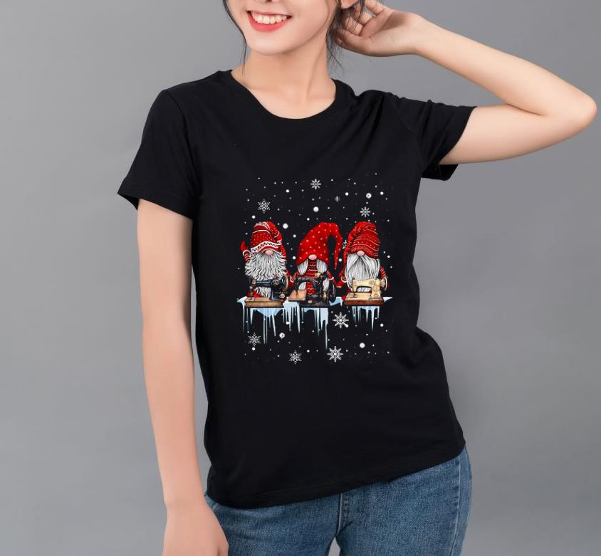 Top Hanging With Red Gnomies Sewing Machine Christmas shirt 4 - Top Hanging With Red Gnomies Sewing Machine Christmas shirt