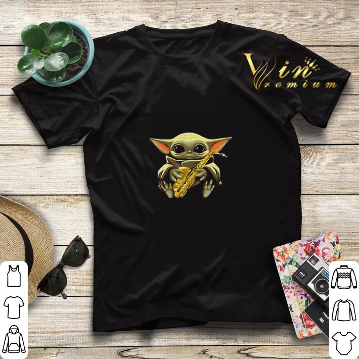 Baby Yoda hug Saxophone Star Wars shirt sweater 4 - Baby Yoda hug Saxophone Star Wars shirt sweater