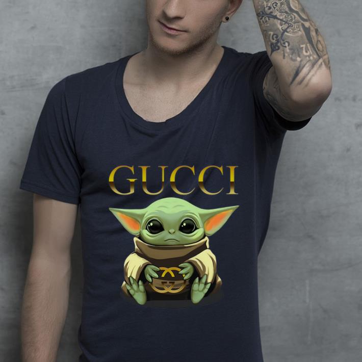 Great Baby Yoda hug Gucci shirt 4 - Great Baby Yoda hug Gucci shirt