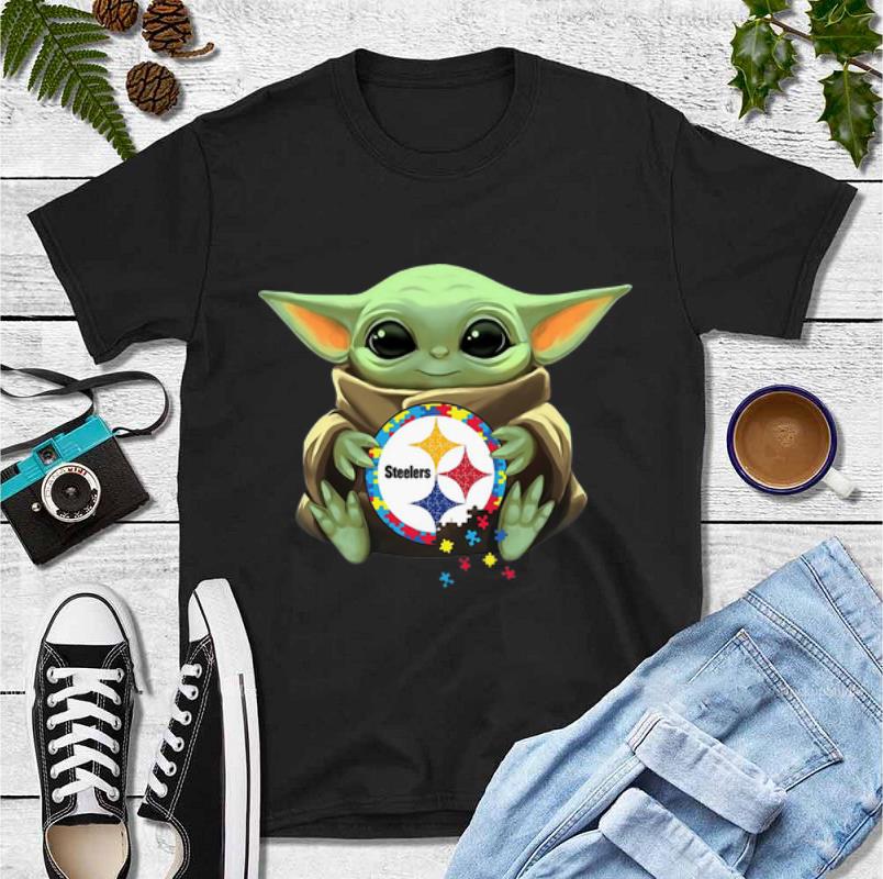 Hot Star Wars Baby Yoda Hug Pittsburgh Steelers Autism shirt 4 - Hot Star Wars Baby Yoda Hug Pittsburgh Steelers Autism shirt