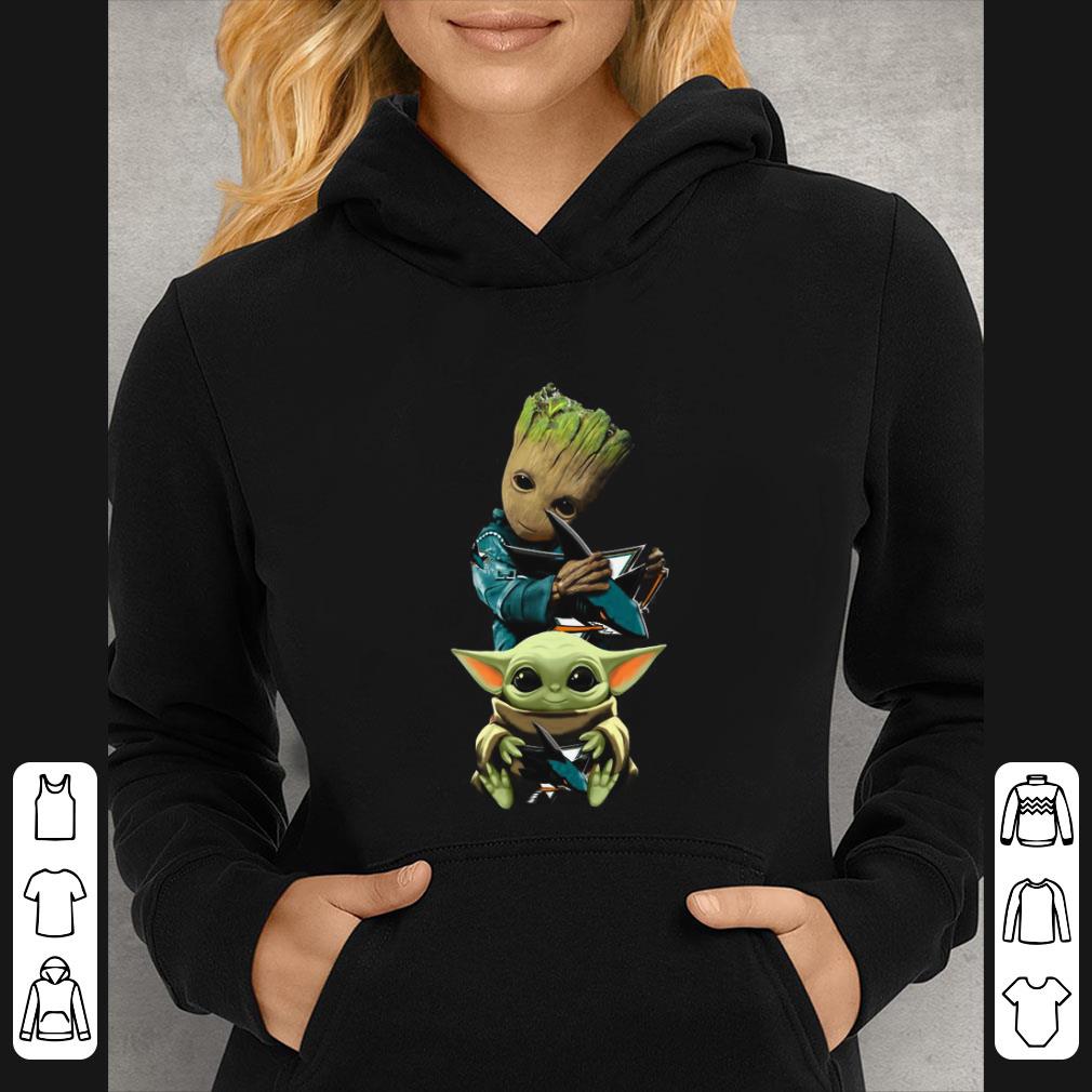 Official Baby Yoda and Baby Groot hug San Jose Sharks shirt 4 - Official Baby Yoda and Baby Groot hug San Jose Sharks shirt