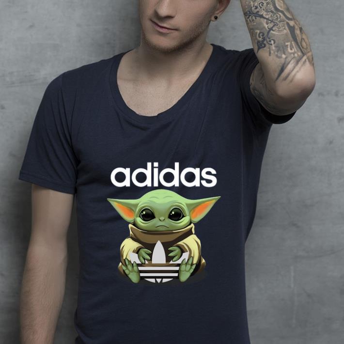 Pretty Baby Yoda Hug Adidas shirt 4 - Pretty Baby Yoda Hug Adidas shirt