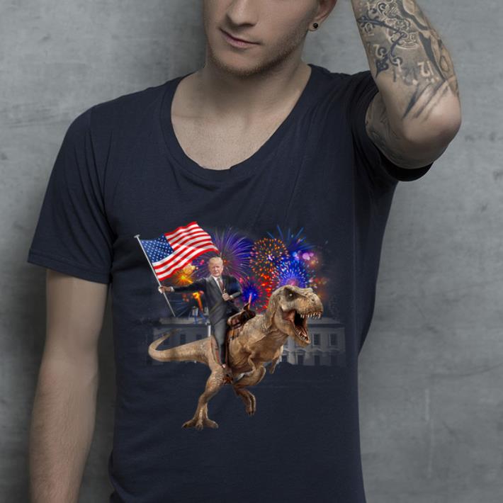 Awesome Trump Riding a Dinosaur T rex Fireworks American Flag shirt 4 - Awesome Trump Riding a Dinosaur T-rex Fireworks American Flag shirt