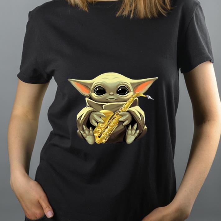 Premium Baby Yoda Hug Saxophone shirt 4 - Premium Baby Yoda Hug Saxophone shirt