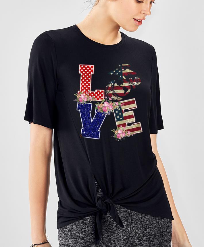 Pretty Love Marines Symbol Flower American Flag shirt 4 - Pretty Love Marines Symbol Flower American Flag shirt