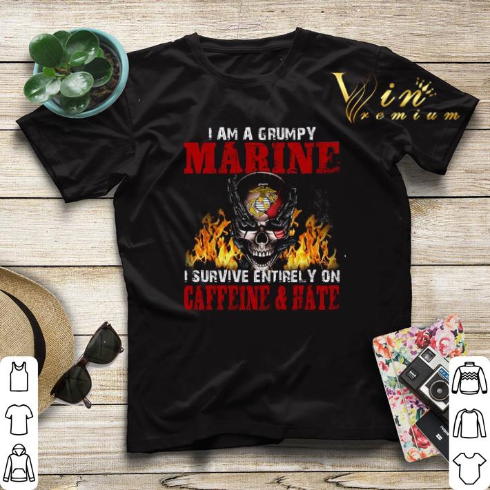 Skull i am a grumpy Marine i survive entirely on caffeine hate shirt sweater 4 - Skull i am a grumpy Marine i survive entirely on caffeine & hate shirt sweater
