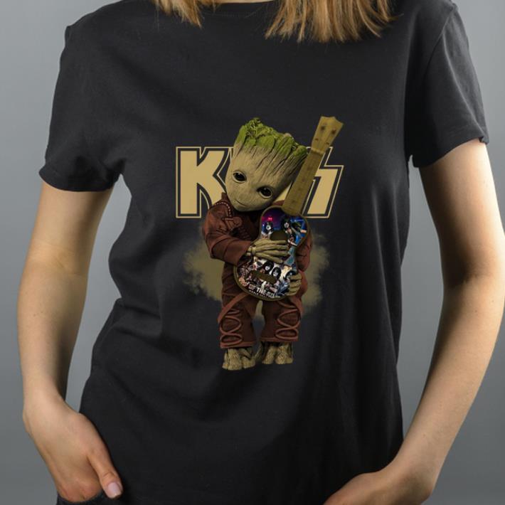 Official Baby Groot Hug Kiss Band Guitar shirt 4 - Official Baby Groot Hug Kiss Band Guitar shirt