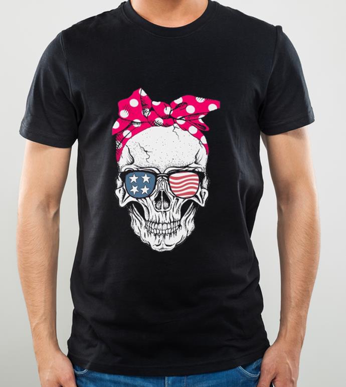 Premium Lady Skull American flag Bow shirt 4 - Premium Lady Skull American flag Bow shirt
