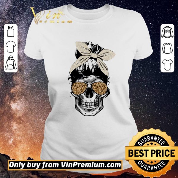 Nice Skull Girl Leopard Bow shirt sweater