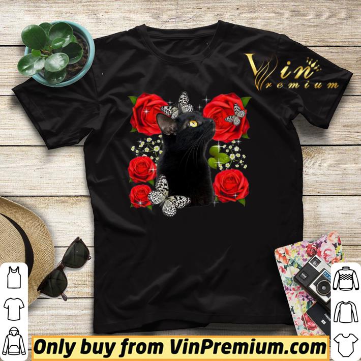 Black Cat Rose Flowers Butterfly shirt sweater 17192e16 black cat rose flowers butterfly shirt sweater 4 - Black Cat Rose Flowers Butterfly shirt sweater