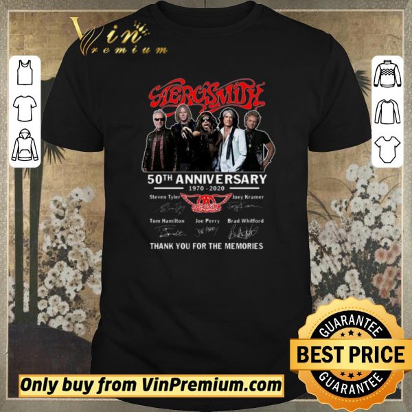 Nice Aerosmith 50 Th Anniversary 1970 2020 Signature Thank You For The Memories shirt sweater