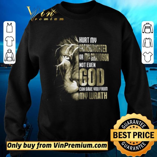 Top Lion Hurt My Granddaughter Or My Grandson Not Even God shirt sweater