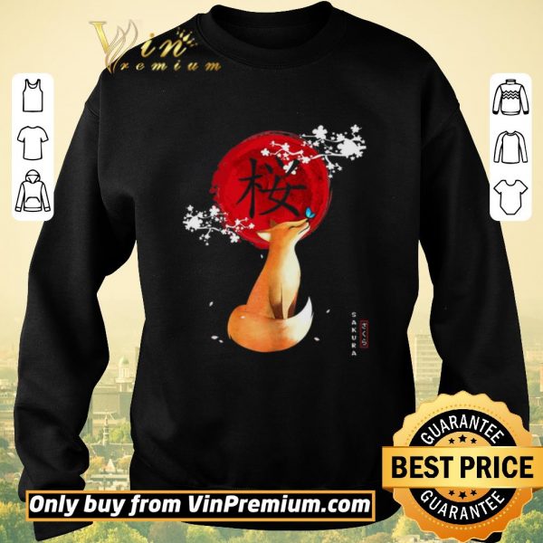 Pretty Fox Butterfly Sakura shirt sweater