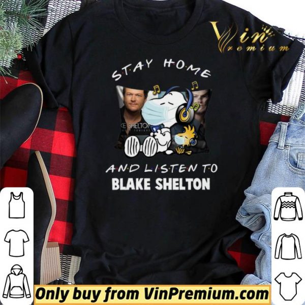 Snoopy Woodstock Mask Stay Home And Listen To Blake Shelton shirt sweater