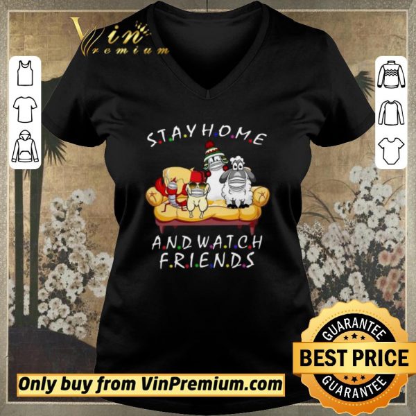 Funny Stay Home And Watch Friends Cartoon COVID-19 shirt sweater