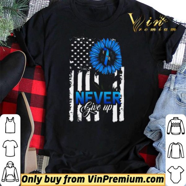 American Flag Sunflower Awareness Blue Never Give Up shirt sweater