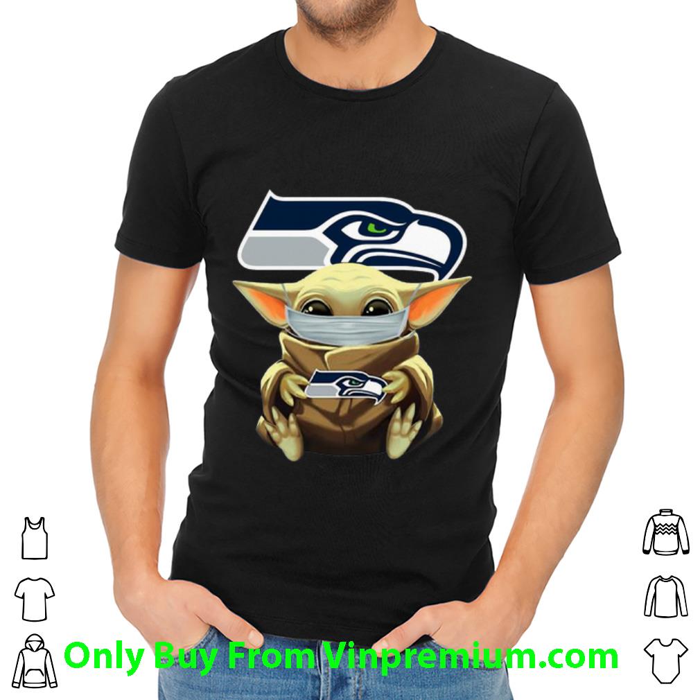 Pretty Star Wars Baby Yoda Face Mask Hug Seattle Seahawks shirt Pretty Star Wars Baby Yoda Face Mask Hug Seattle Seahawks shirt