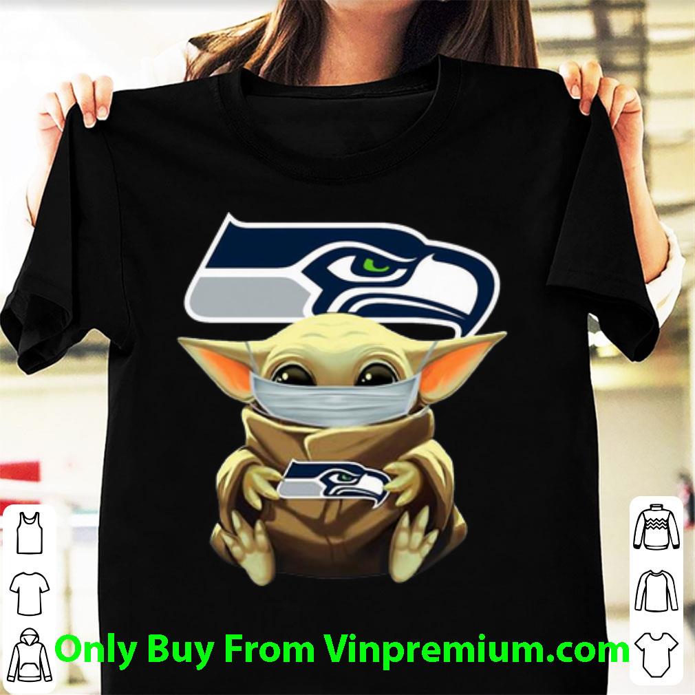 Pretty Star Wars Baby Yoda Face Mask Hug Seattle Seahawks shirt Pretty Star Wars Baby Yoda Face Mask Hug Seattle Seahawks shirt