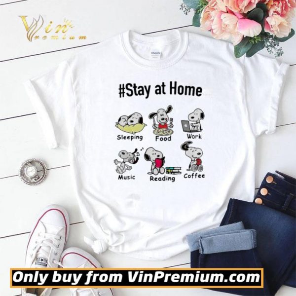 Snoopy stay at home sleeping food work music reading coffee shirt sweater