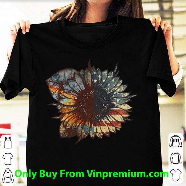 Pretty Vintage Sunflower American Flag shirt