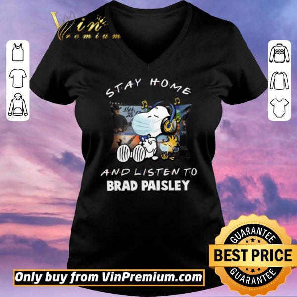 Original Snoopy Woodstock Mask Stay Home And Listen To Brad Paisley shirt sweater