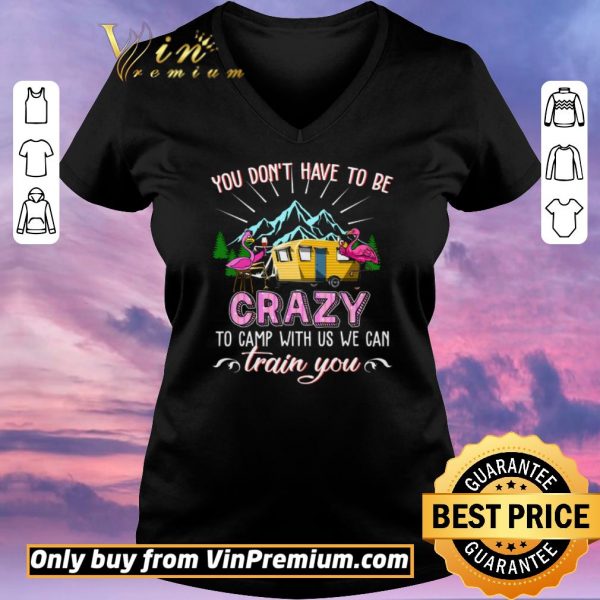 Hot Flamingo You Don't Have To Be Crazy To Camp With Us We Can Train You shirt sweater