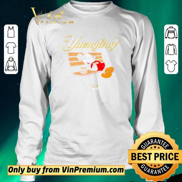 Nice Mickey Mouse drinking Yuengling beer on park bench shirt sweater