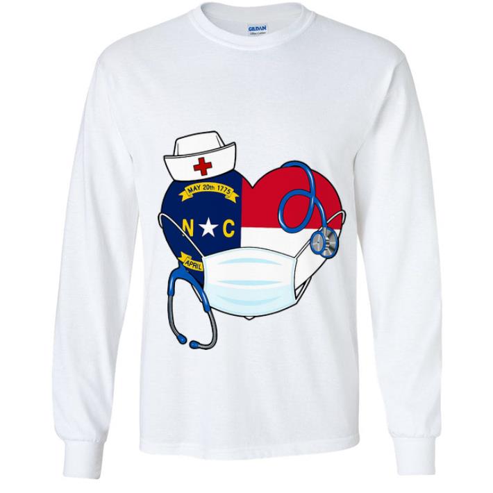 Original Nurse Heart Stethoscope Mask North Carolina Flag shirt 4 1 - Original Nurse Heart Stethoscope Mask North Carolina Flag shirt