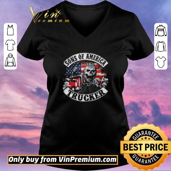 Premium Skeleton Sons Of America Trucker American Flag shirt sweater
