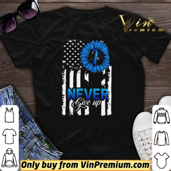 American Flag Sunflower Awareness Blue Never Give Up shirt sweater