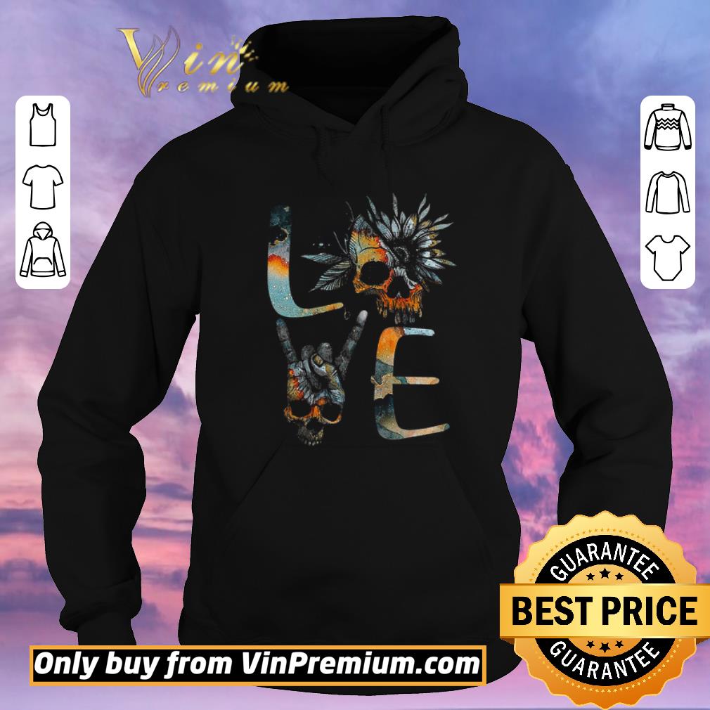 b5b12f37 nice love skull sunflower rock and roll shirt sweater 4 - Nice Love Skull Sunflower Rock and roll shirt sweater