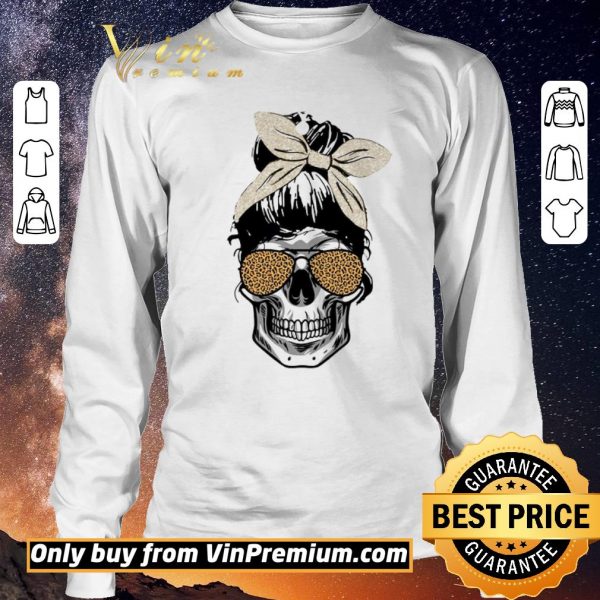 Nice Skull Girl Leopard Bow shirt sweater