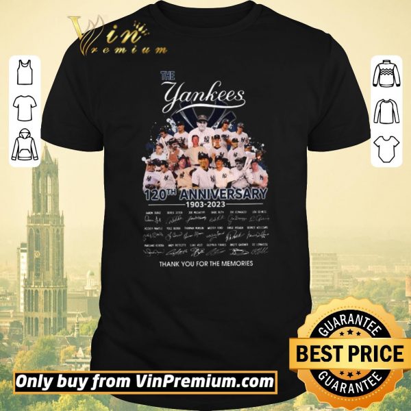 Official The Yankees 120th Anniversary 1903 2023 Signature Thank You For The Memories shirt sweater