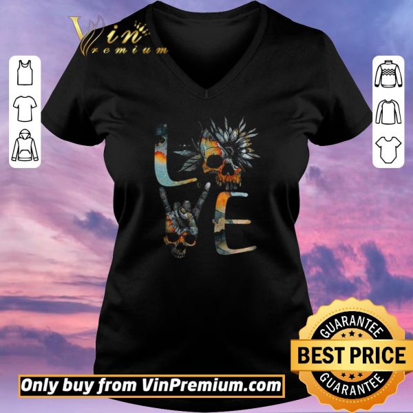 Nice Love Skull Sunflower Rock and roll shirt sweater