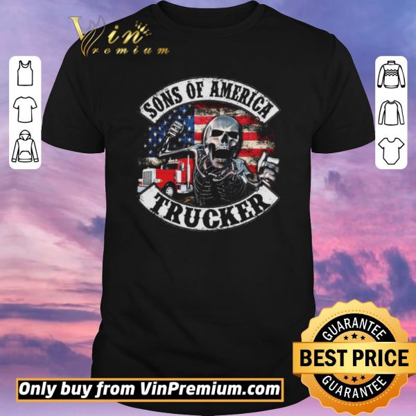 Premium Skeleton Sons Of America Trucker American Flag shirt sweater