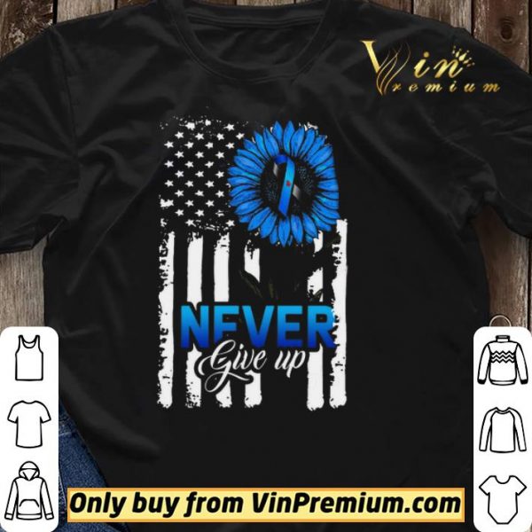 American Flag Sunflower Awareness Blue Never Give Up shirt sweater