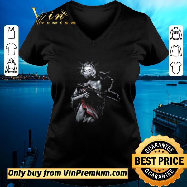 Nice Liberty Enlightening the World mask M4a1 gun American Flag shirt sweater