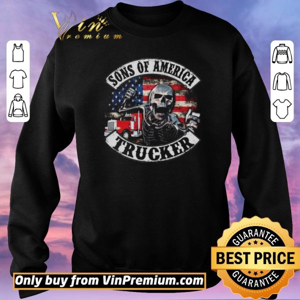 Premium Skeleton Sons Of America Trucker American Flag shirt sweater