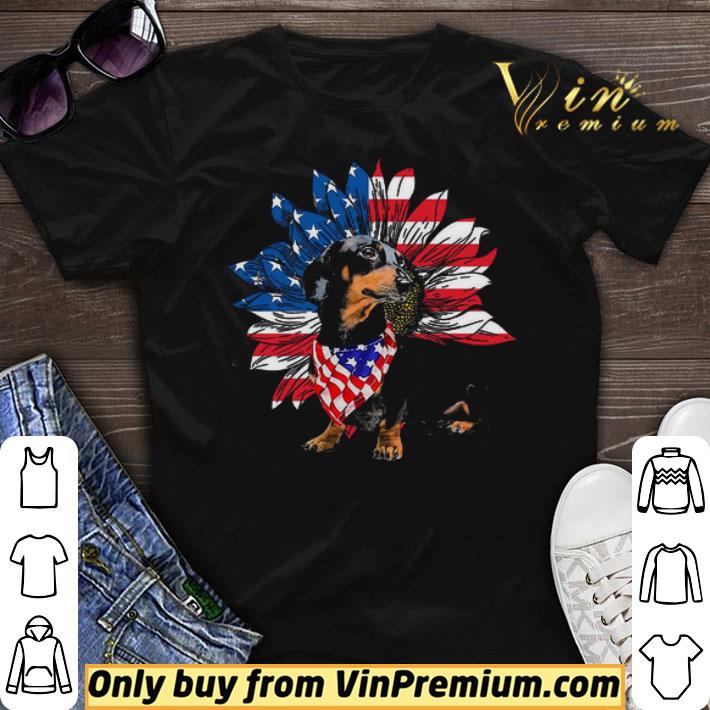 Dachshund Dogs Sunflower American Flag shirt sweater
