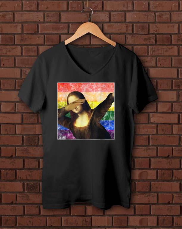 Awesome Dabbing Mona Lisa LGBT Rainbow Art for Pride LGBT Support Shirt