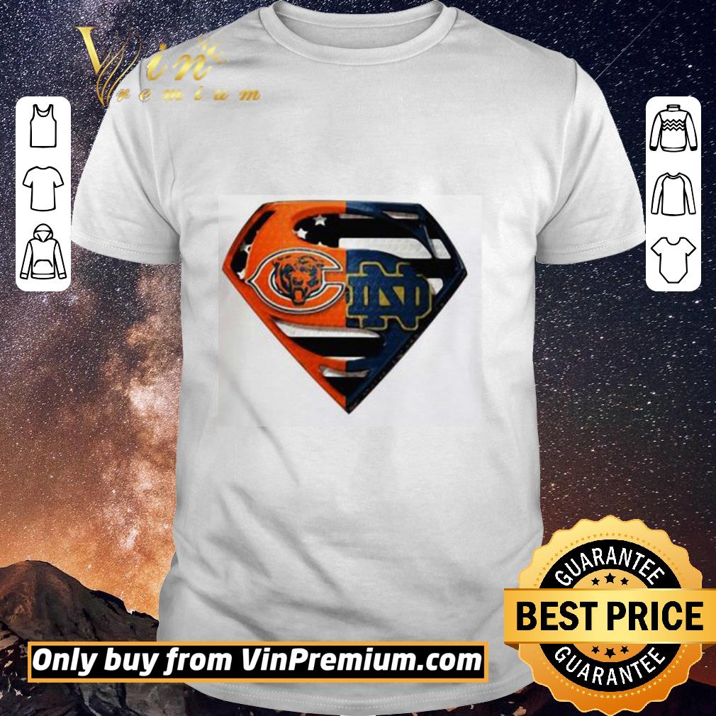 Official Superhero Chicago Bears And Notre Dame Diamond American Flag Independence Day shirt sweater
