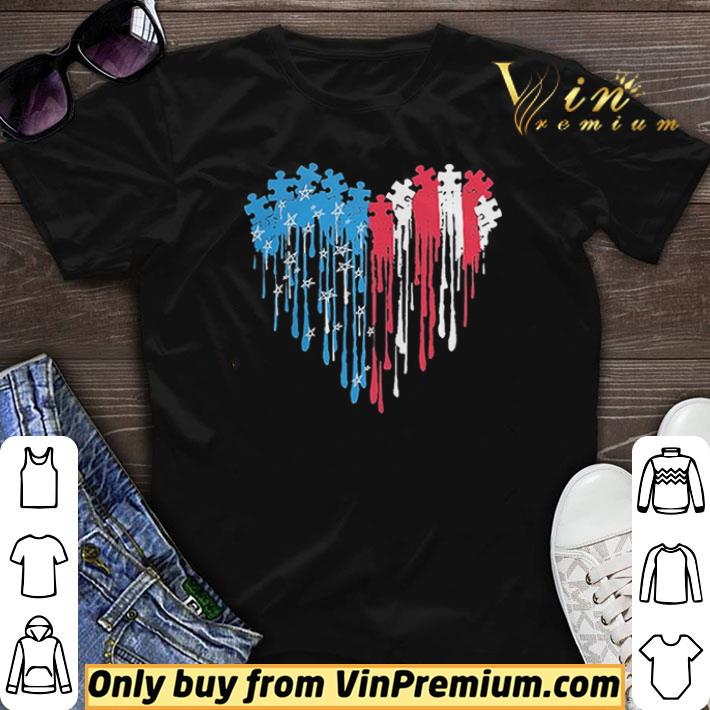 Autism heart American flag veteran Independence Day shirt sweater